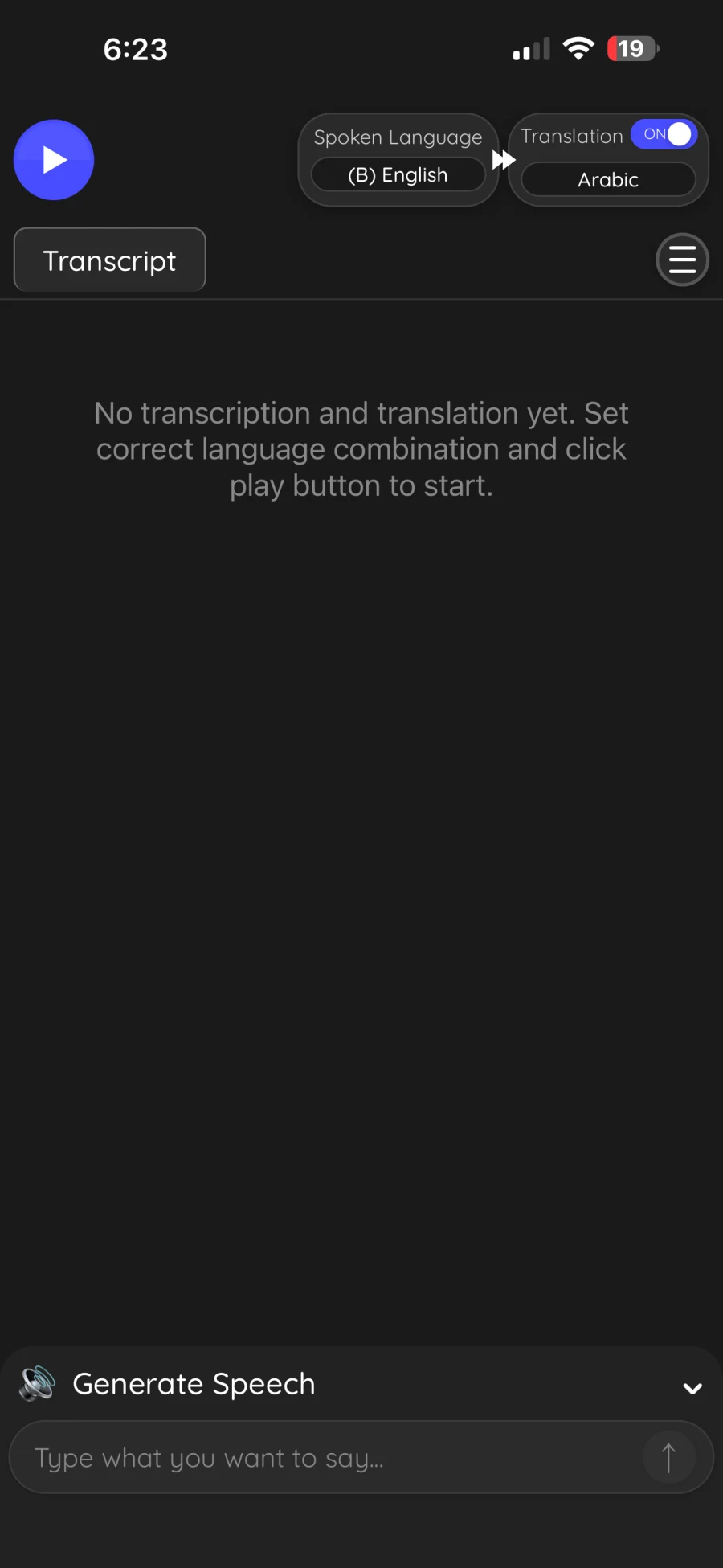 JotMe showing no transcription or translation after the spoken test